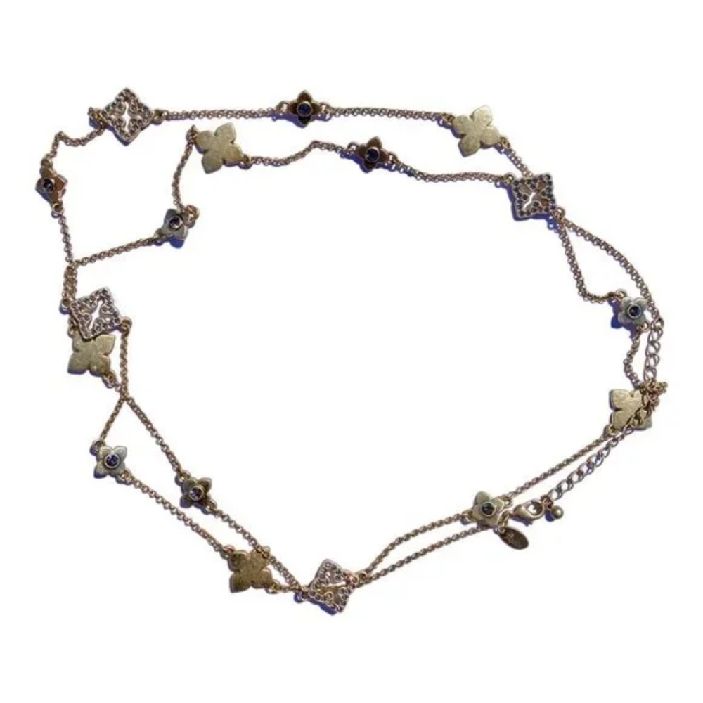 Cut Crystal Gold Tone Floral Necklace Jacqueline Lia Sofia RARE SOLD OUT Cleef